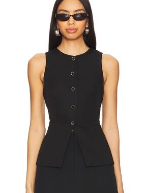 All The Ways Black Button-Front Vest top